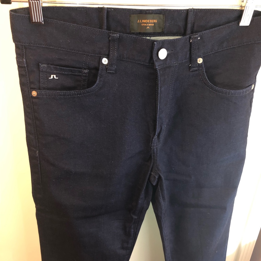 J. Lindeberg dark blue jeans. Slim-fit/mid-rise